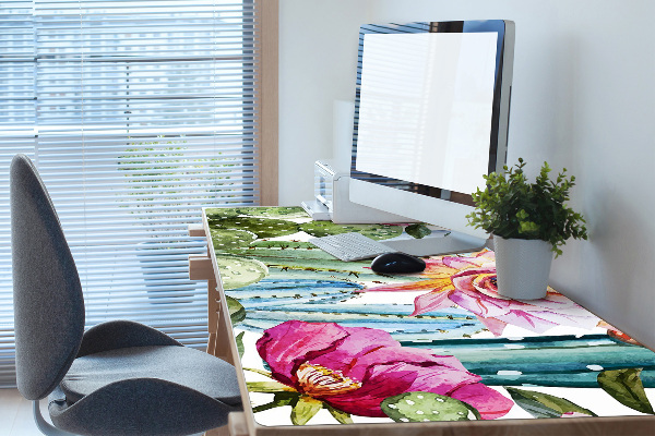 Full desk protector colorful cacti