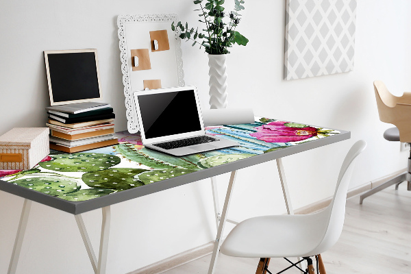 Full desk protector colorful cacti