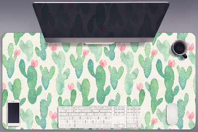 Large desk mat table protector cactus spots