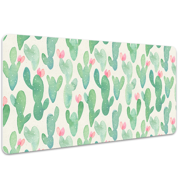 Large desk mat table protector cactus spots
