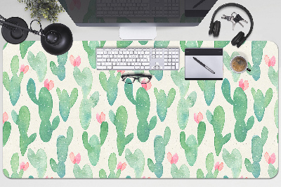 Large desk mat table protector cactus spots