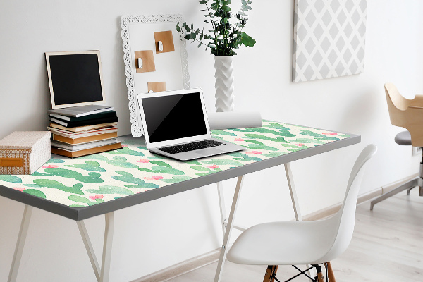 Large desk mat table protector cactus spots