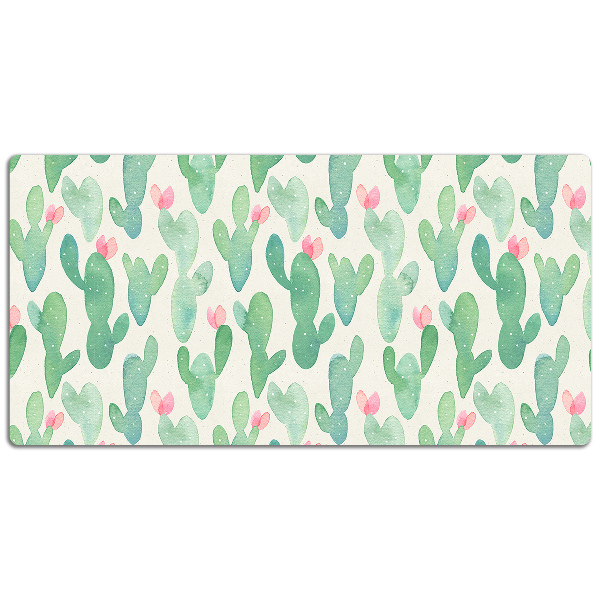 Large desk mat table protector cactus spots