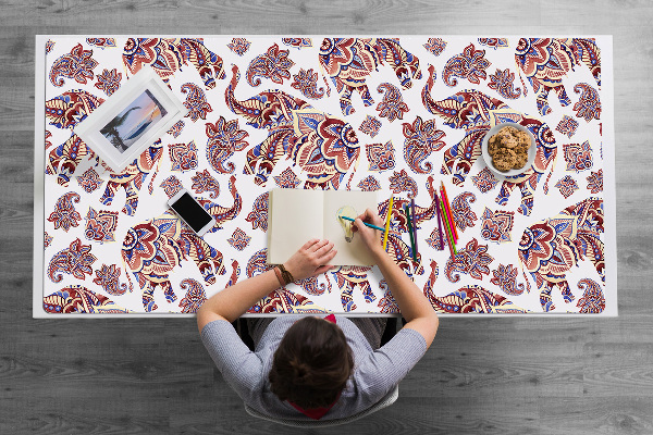 Large desk pad PVC protector Paisley elephant