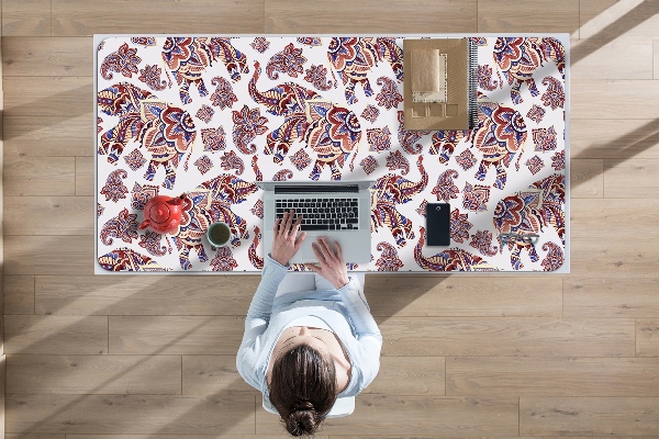 Large desk pad PVC protector Paisley elephant