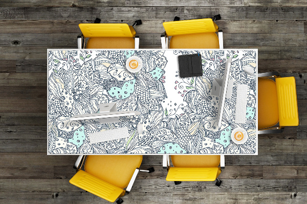 Large desk mat for children flowers