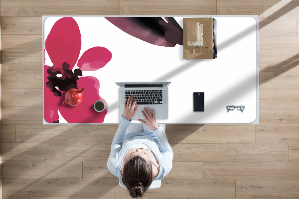 Large desk mat table protector Beautiful flowers