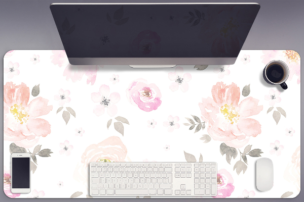 Large desk mat table protector floral pattern
