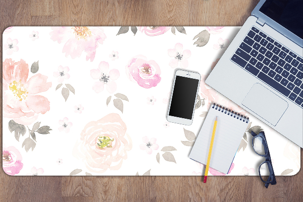Large desk mat table protector floral pattern