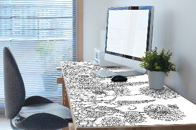 Large desk mat table protector flowers sketch