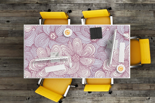 Large desk mat table protector flowers Doodle