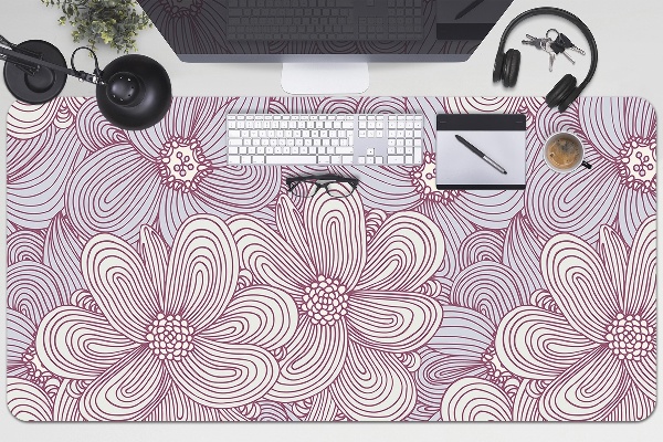 Large desk mat table protector flowers Doodle