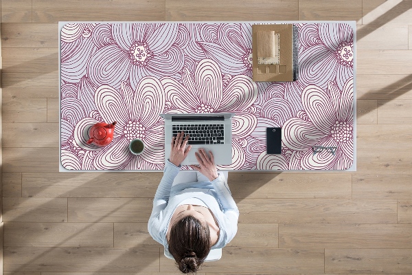 Large desk mat table protector flowers Doodle