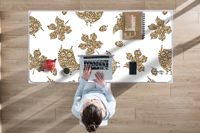 Large desk mat table protector Leaves and owls