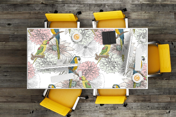 Desk pad Parrot and flowers