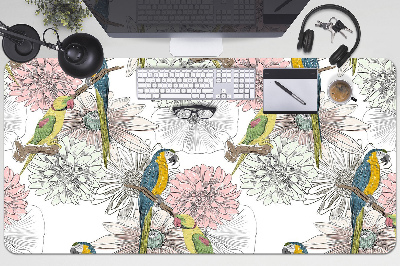 Desk pad Parrot and flowers