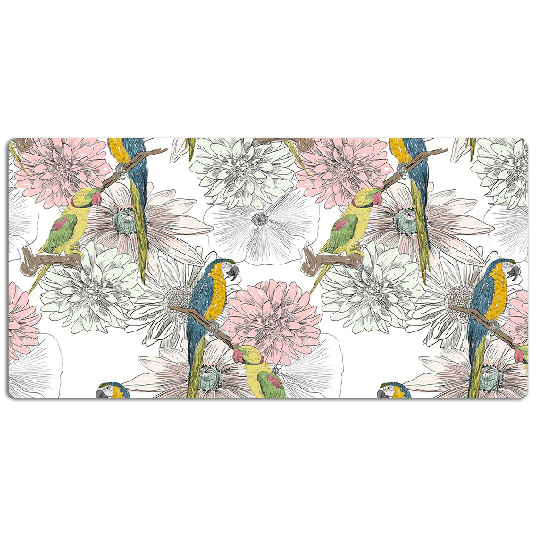 Desk pad Parrot and flowers