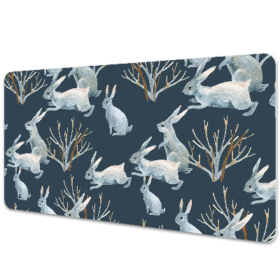 Large desk mat table protector white Rabbits