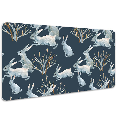 Large desk mat table protector white Rabbits