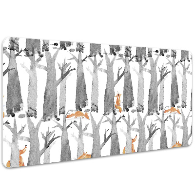 Large desk mat table protector Foxes in the forest