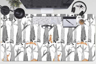 Large desk mat table protector Foxes in the forest