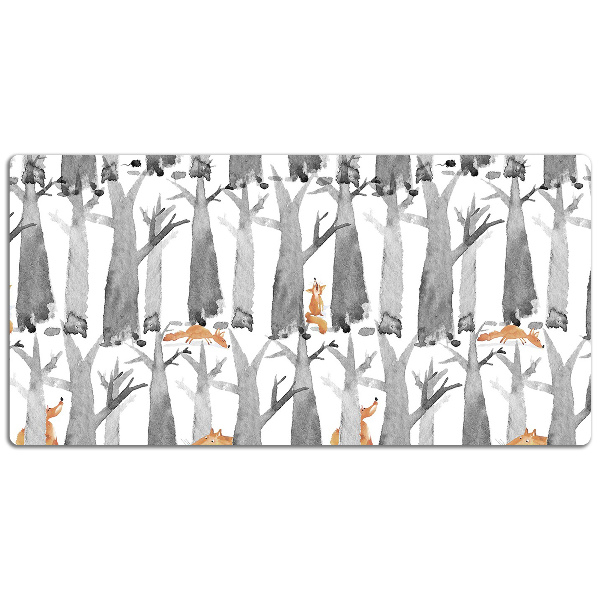 Large desk mat table protector Foxes in the forest