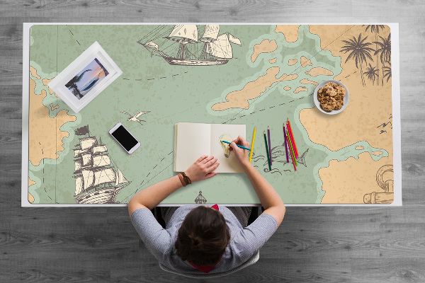 Large desk pad PVC protector Treasure map