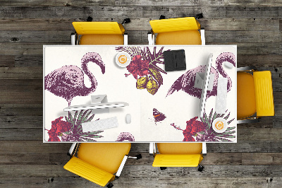 Desk mat Flamingos & Hibiscus