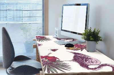 Desk mat Flamingos & Hibiscus