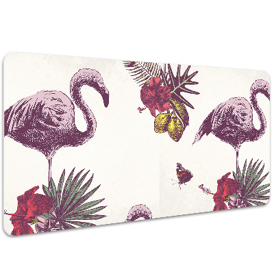 Desk mat Flamingos & Hibiscus