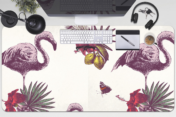 Desk mat Flamingos & Hibiscus