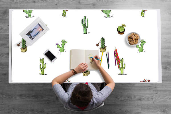 Large desk mat for children cacti