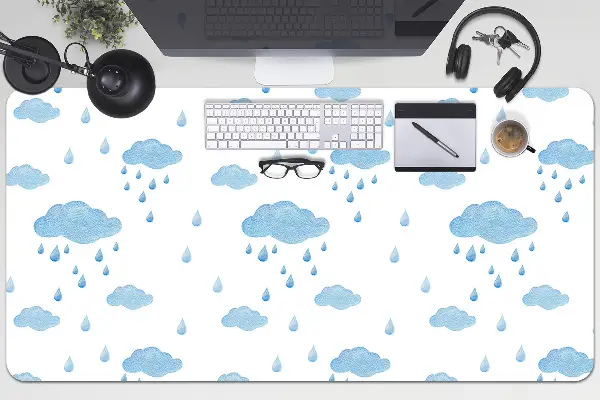 Full desk protector rain clouds