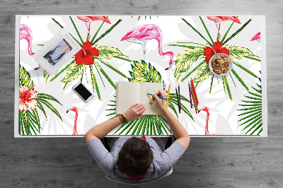 Full desk pad Flamingos and flowers