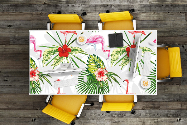 Full desk pad Flamingos and flowers