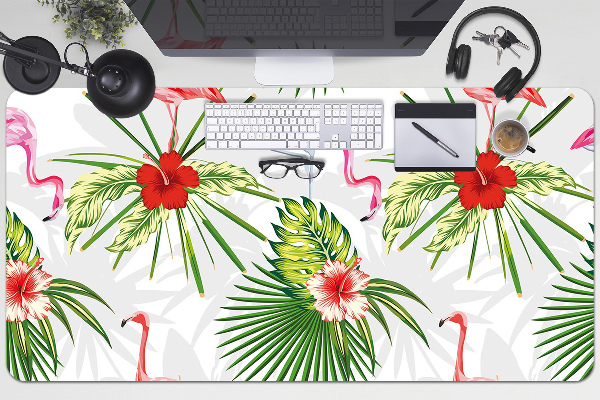 Full desk pad Flamingos and flowers