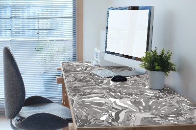 Large desk pad PVC protector gray leaves