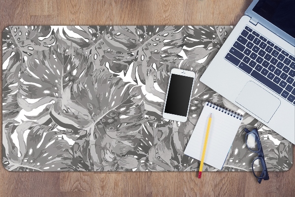 Large desk pad PVC protector gray leaves