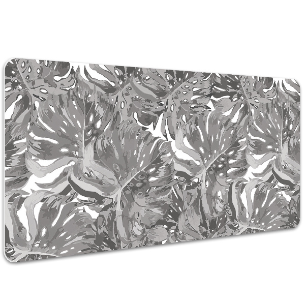 Large desk pad PVC protector gray leaves