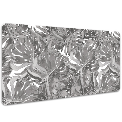 Large desk pad PVC protector gray leaves