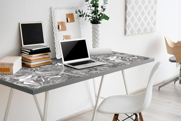 Large desk pad PVC protector gray leaves