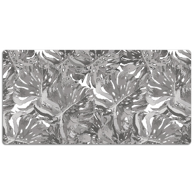 Large desk pad PVC protector gray leaves