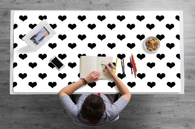 Large desk pad PVC protector black hearts