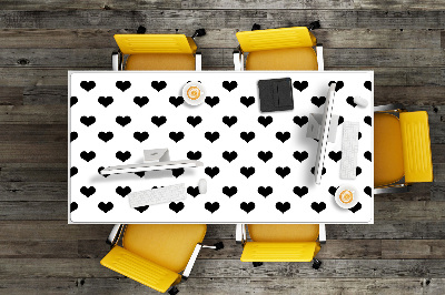 Large desk pad PVC protector black hearts