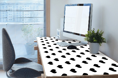 Large desk pad PVC protector black hearts