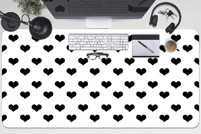 Large desk pad PVC protector black hearts