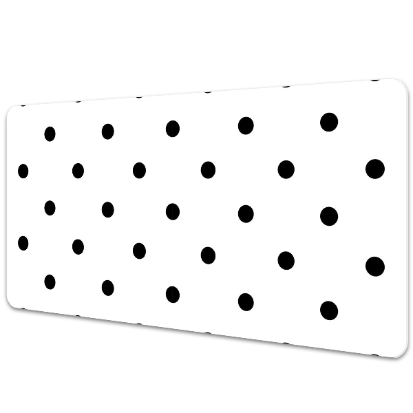 Large desk mat table protector Black dots