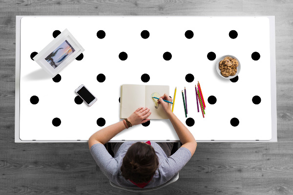 Large desk mat table protector Black dots