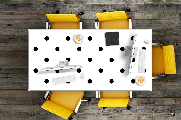 Large desk mat table protector Black dots