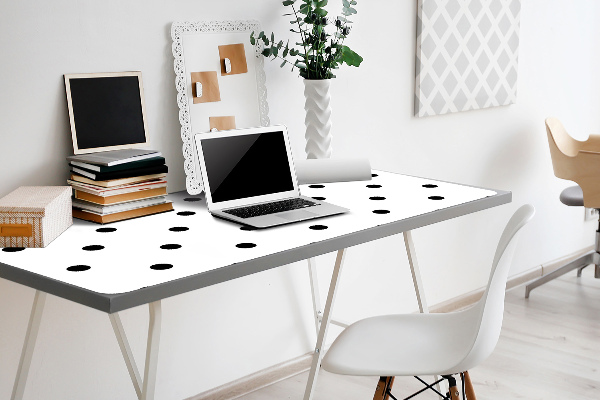 Large desk mat table protector Black dots